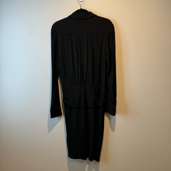 Veronica Beard Black Long Sleeve Ruched Black Dress - Picture 2 of 4